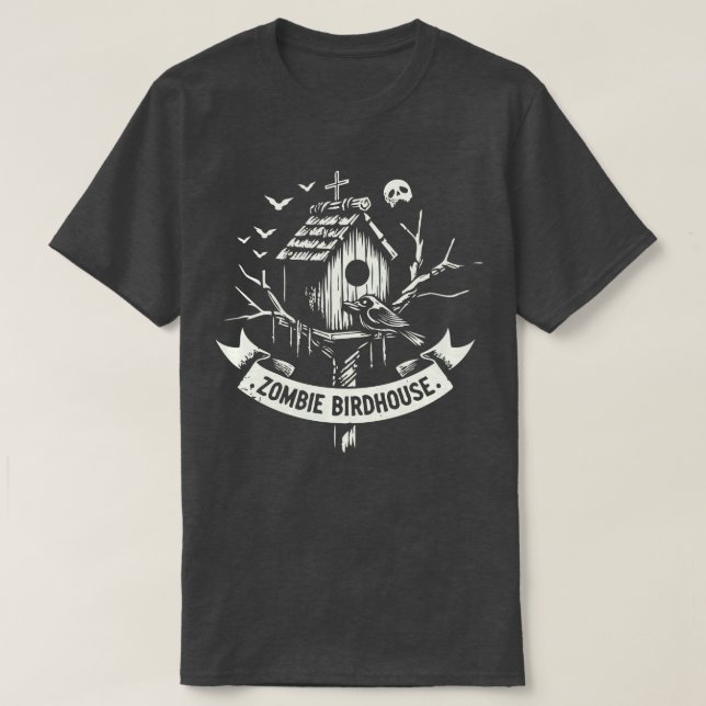 Camiseta Zombie Birdhouse 80s Music Fan Art (Frente do Design)