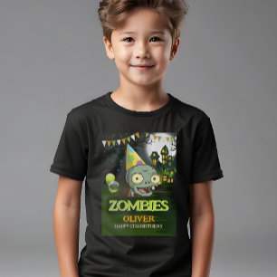 Camiseta Zombie Birthday Boy Engraçado Monstro Halloween Cr
