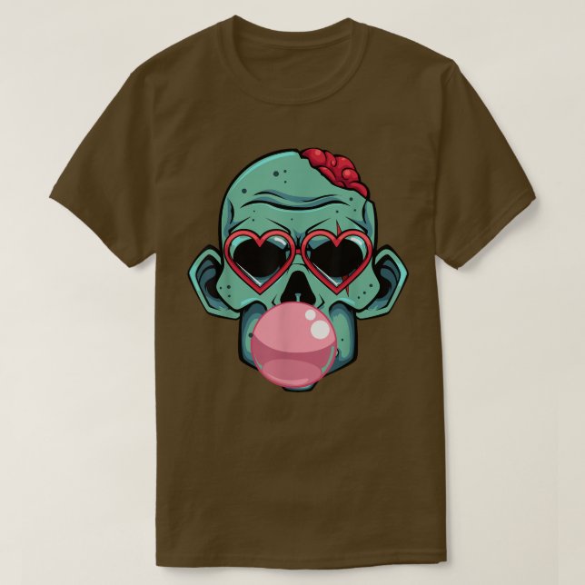 Camiseta Zombie Bublegum Preguiçoso Halloween Costume Engra (Frente do Design)