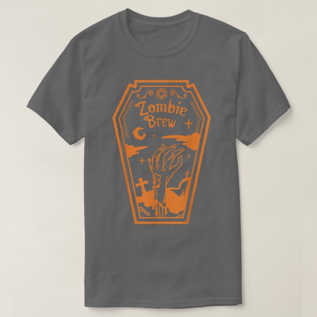Camiseta Zombie Crew Coffin Feliz Assustador Halloween Nigh (Frente do Design)