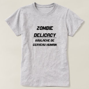 Camiseta Zombie Delicacy O cérebro humano com bacon e maçãs