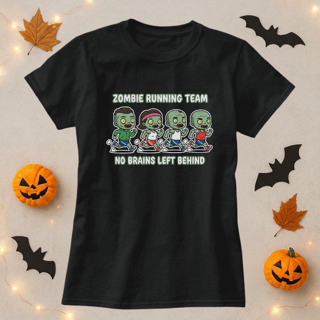 Camiseta Zombie Do Halloween Correndo Equipe Para Cérebros (Criador carregado)