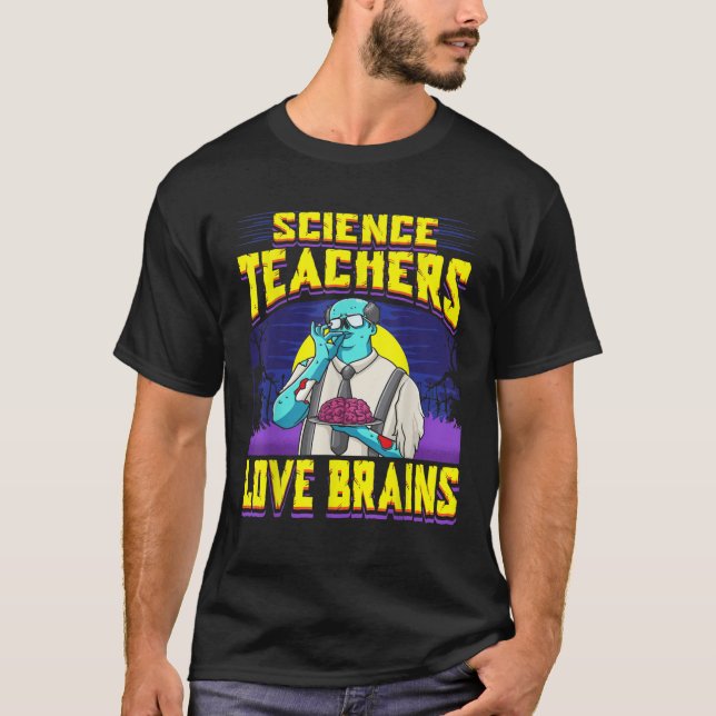 Camiseta Zombie do Halloween do Professor de Ciência (Frente)