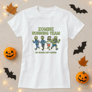Camiseta Zombie do Halloween Executando Equipe Tee; Sem Cér