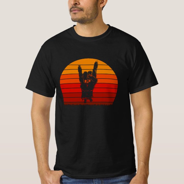 Camiseta Zombie do Halloween Rock Hand Bones Bloqueia (Frente)