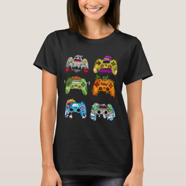 Camiseta Zombie dos controladores de jogos da bruxa do Hall (Frente)