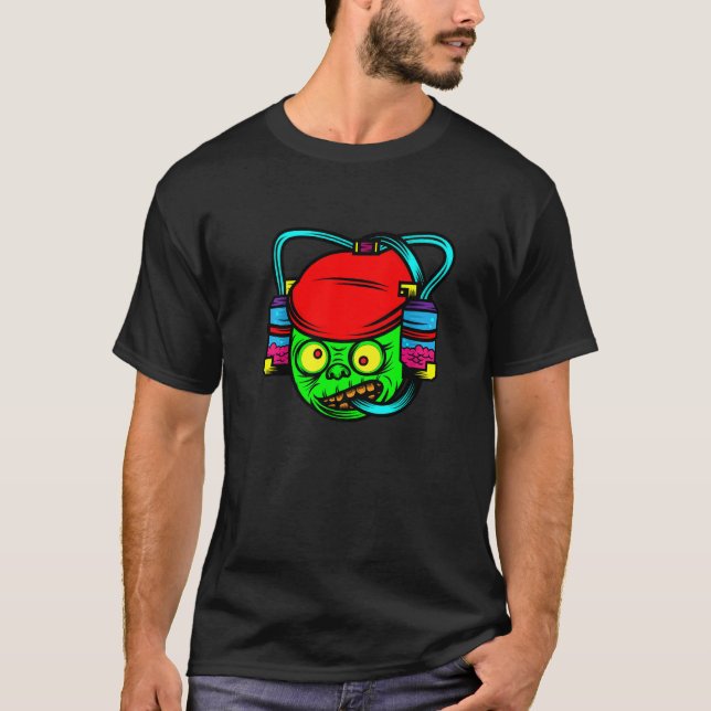 Camiseta Zombie Drinking Brains Lazy Halloween Costume  Mon (Frente)