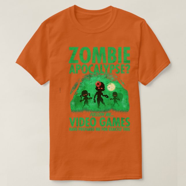 Camiseta Zombie engraçada do jogador de vídeo no Halloween (Frente do Design)