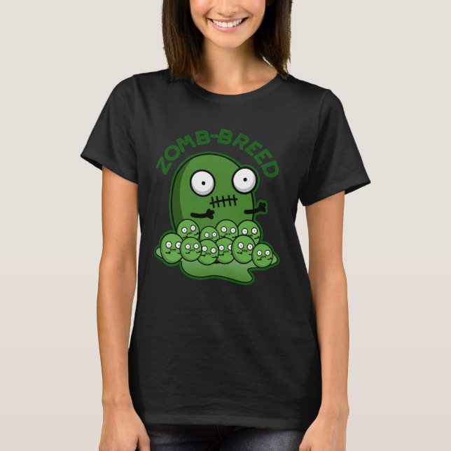 Camiseta Zombie Engraçado Criou Pun Dark BG (Frente)