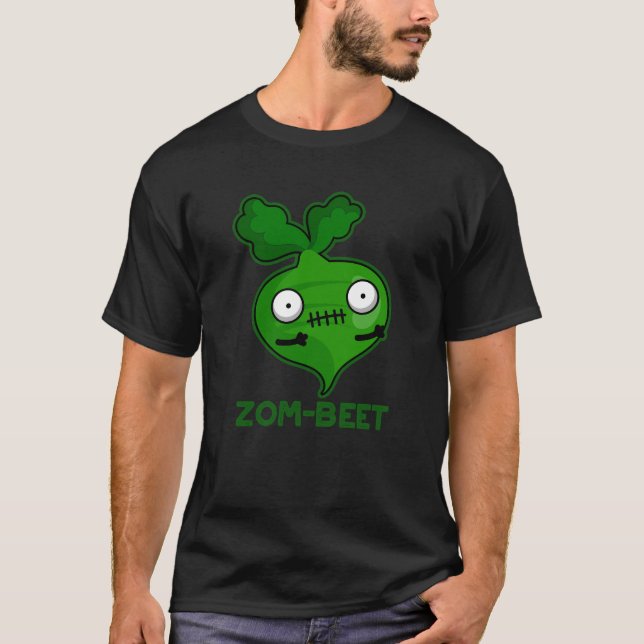 Camiseta Zombie Engraçado Zombie Beet Dark BG (Frente)