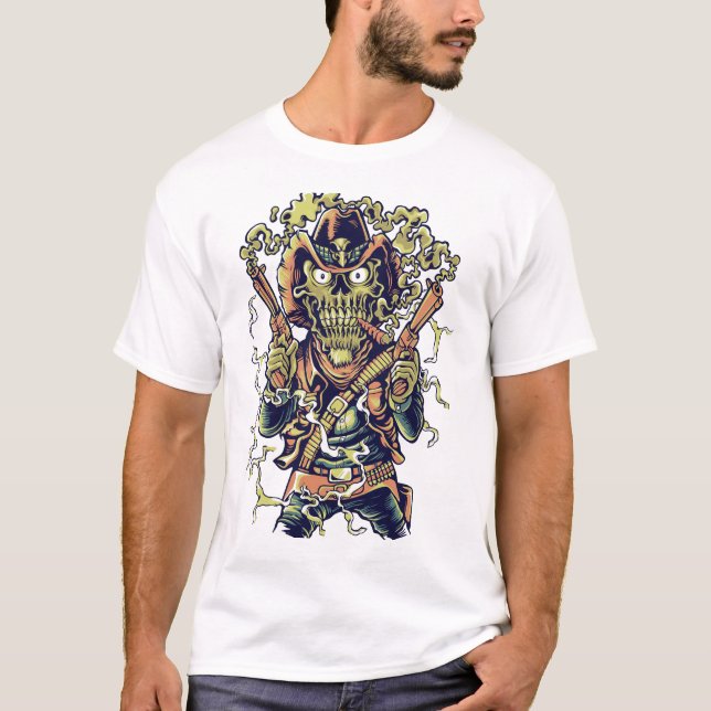 Camiseta Zombie esqueleto de Cowboy (Frente)