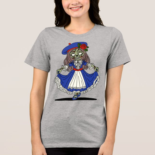 Camiseta Zombie francês bonito (Frente)