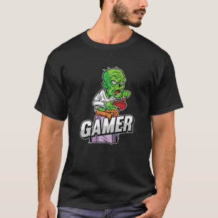 Camiseta Zombie Gamer Preguiçoso Figurino de Halloween Lega