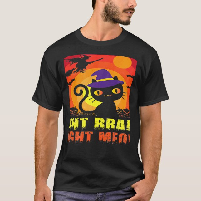Camiseta Zombie Gato Humoroso Quer Cérebro Direto Eca (Frente)
