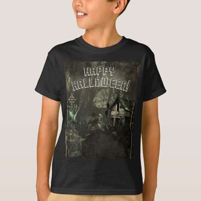 Camiseta Zombie Graveyard Horror Assustador Halloween Perso (Frente)