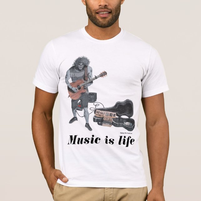 Camiseta Zombie Guitar Shirts de Arte de Fantasia Musical d (Frente)
