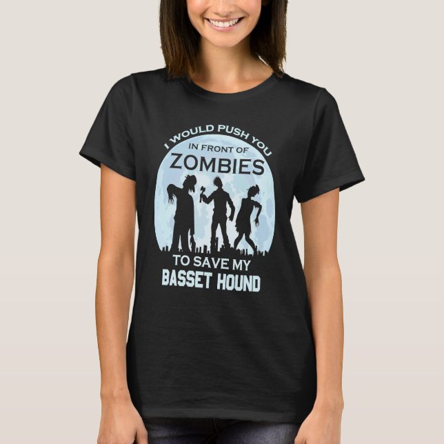 Camiseta Zombie Halloween Basset Pet (Frente)