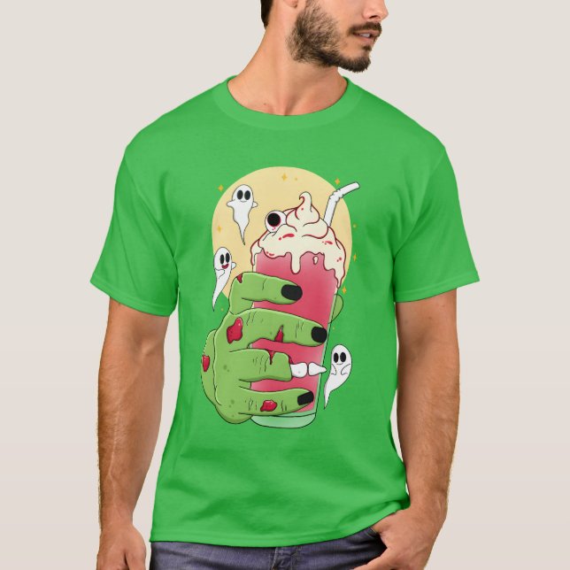 Camiseta Zombie Halloween Beber garoto (Frente)
