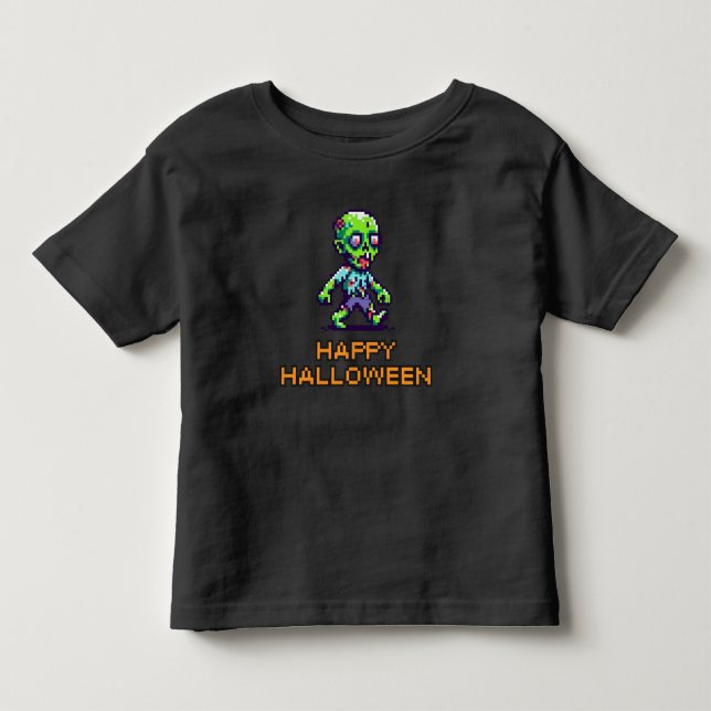 Camiseta Zombie Halloween engraçado de 8 bits (Frente)