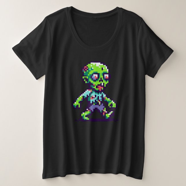 Camiseta Zombie Halloween engraçado de 8 bits (Frente do Design)