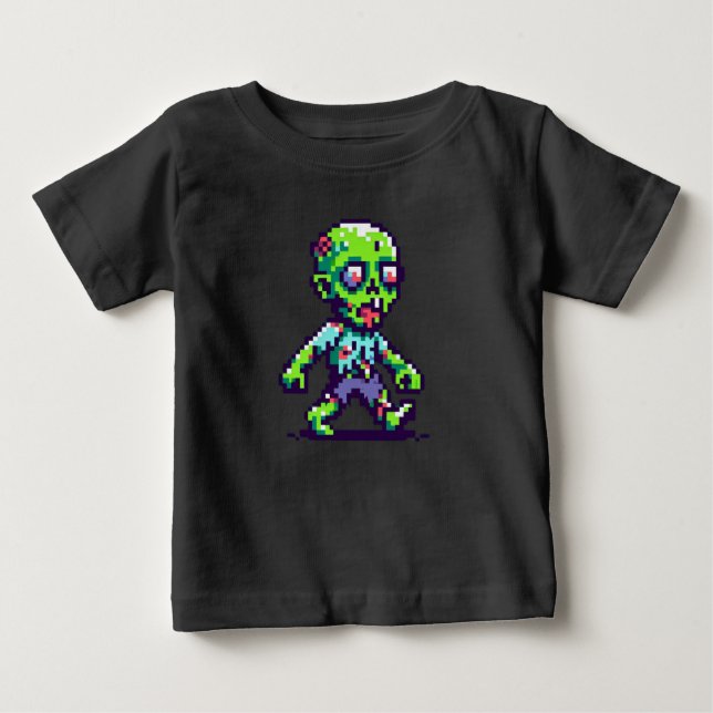 Camiseta Zombie Halloween engraçado de 8 bits (Frente)
