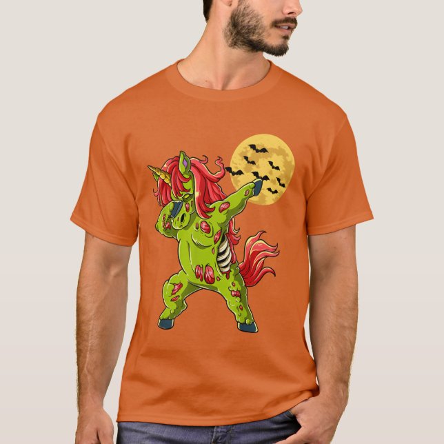 Camiseta Zombie Halloween unicorn Halloween presentes de fa (Frente)