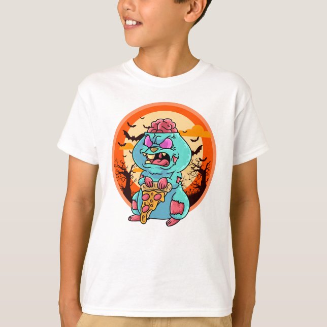 Camiseta Zombie Hamster de Halloween Bonito e Louco com Piz (Frente)