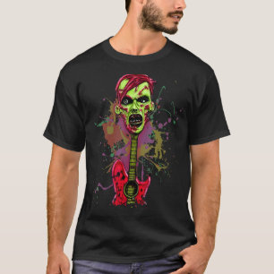 Camiseta Zombie Head Electric Guitar Metal Rock Horro