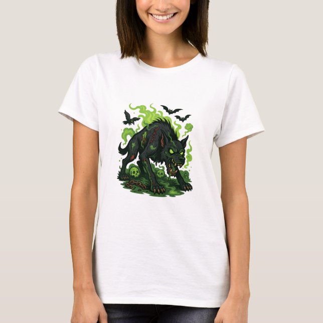 Camiseta Zombie Hound do Baskervilles - Horror de Cartoon (Frente)