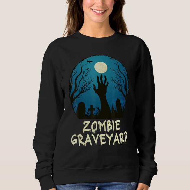 Camiseta Zombie Moonlit Graveyard Assusta Crianças do Dia d (Frente)