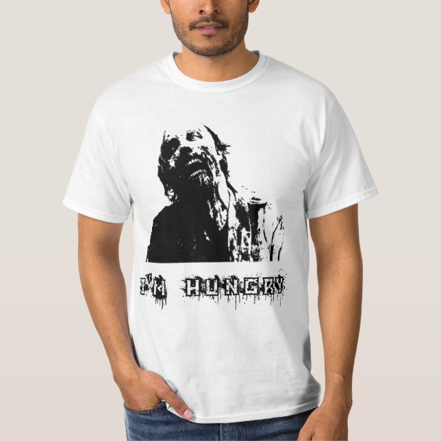 Camiseta Zombie, Morto Andando, estou com fome (Frente)