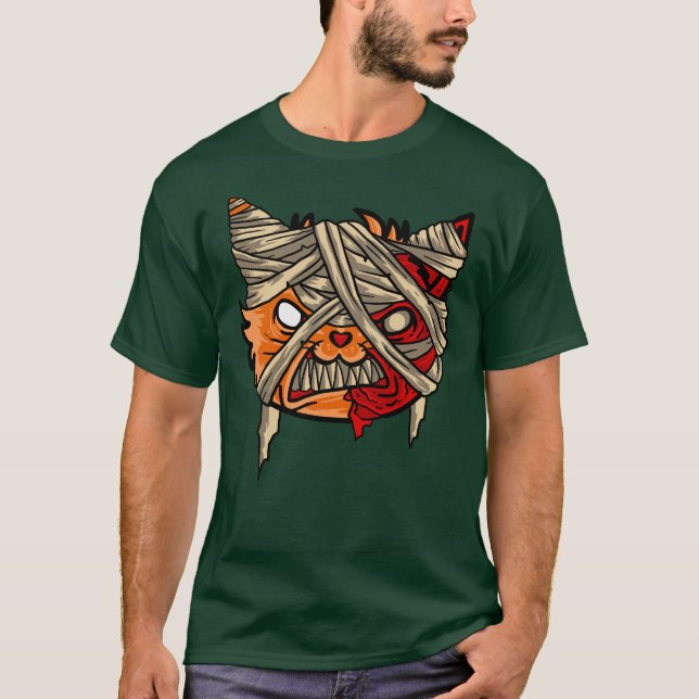 Camiseta Zombie Mummy Cat Assustadora (Frente)