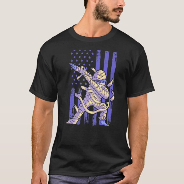 Camiseta Zombie Mummy Dab Dabbing Dance American Flag Hallo (Frente)
