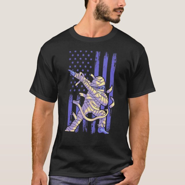 Camiseta Zombie Mummy Dab Dabbing Dance American Flag Hallo (Frente)