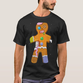 Camiseta Zombie Pão de Natal Homem Assustado Xmas Krampu