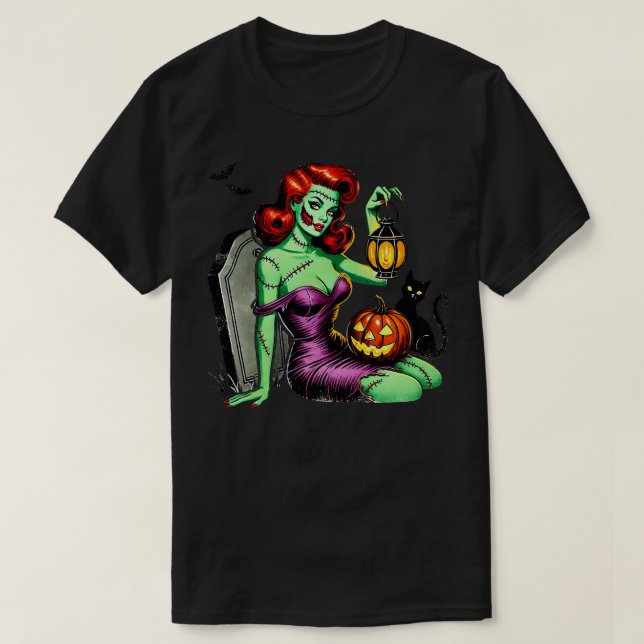 Camiseta Zombie Pin up Girl Halloween (Frente do Design)