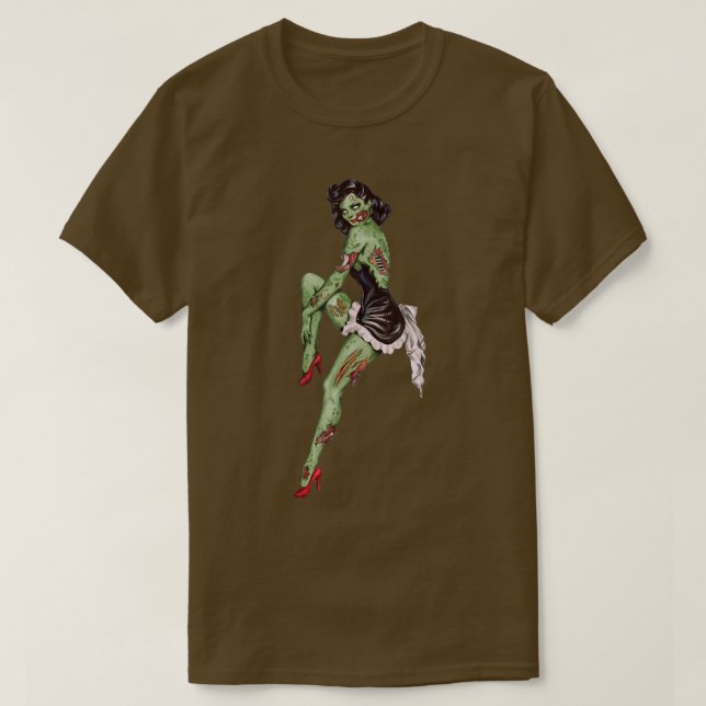 Camiseta Zombie Pin Up Girl Halloween 6941 (Frente do Design)