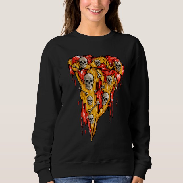 Camiseta Zombie Pizza Skeleton Pizza Hallowee (Frente)