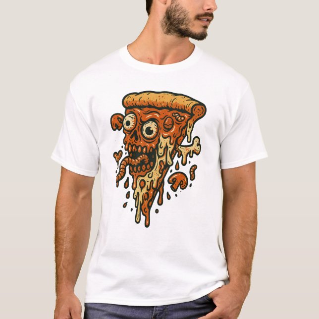 Camiseta Zombie Pizza Slice - Arte de Comida Engraçada e En (Frente)