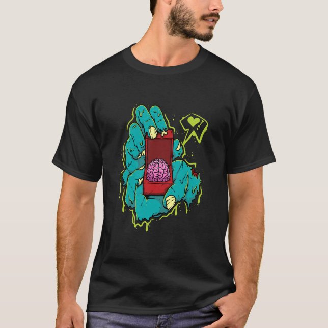 Camiseta Zombie Proposta de Casamento de Mão Envolvida Peça (Frente)