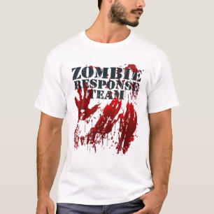 Camiseta Zombie Response Team Blood Splatter Mãos Bloody H
