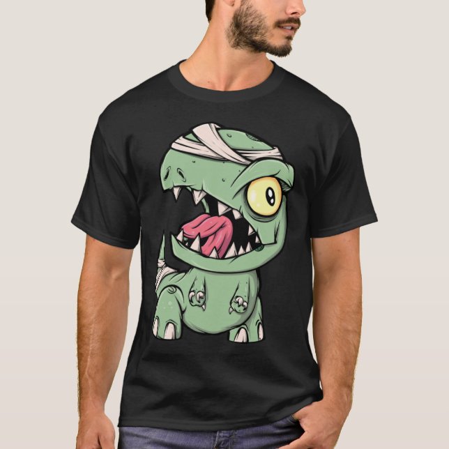 Camiseta Zombie Rex Dinosaur  For Boys Mummy Halloween (Frente)