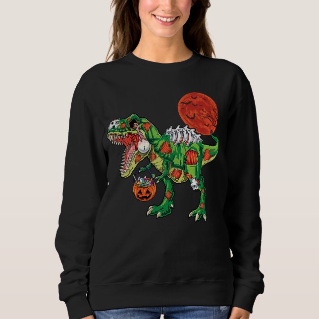 Camiseta Zombie rex dinosaur skeleton Halloween Kids costum (Frente)