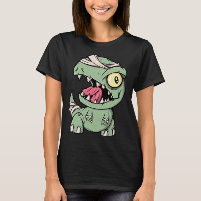 Camiseta Zombie Rex Dinossaur Para Meninos Mamãe Halloween (Frente)