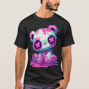 Camiseta Zombie rosa-rosa-branca e Gótico Kawaii Pastel Pan