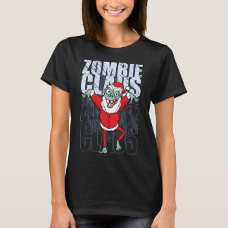 Camiseta Zombie Santa Claus Seasons Comendo Feliz Natal