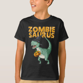 Camiseta Zombie Saurus Dinosaur T Rex Halloween crianças