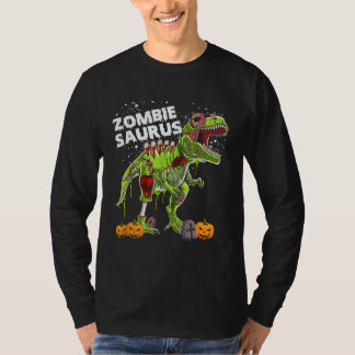 Camiseta Zombie Saurus  Halloween Kids Dinosaur rex