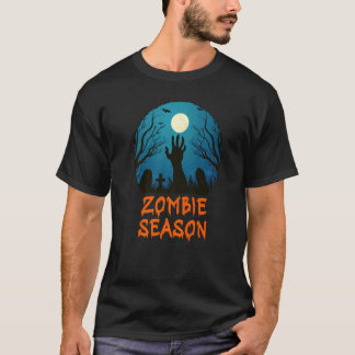 Camiseta Zombie Season Moonlit Graveyard  Scary Kids Boys A