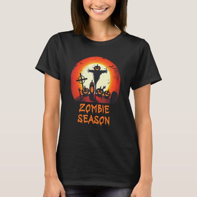 Camiseta Zombie Season Moonlit Scary Graveyard Kids A (Frente)